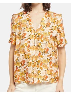 Sandro Paris Flower Silk Blouse size 2